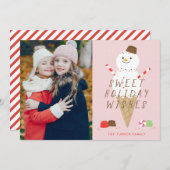 Snowcone-fotokerstkaart - Roze Aankondiging (Voorkant / Achterkant)