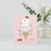 Snowcone-kerstWenskaart - Roze Aankondiging (Staand voorkant)