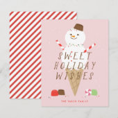 Snowcone-kerstWenskaart - Roze Aankondiging (Voorkant / Achterkant)