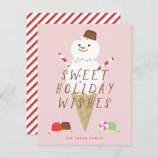 Snowcone-kerstWenskaart - Roze Aankondiging (Voorkant / Achterkant)