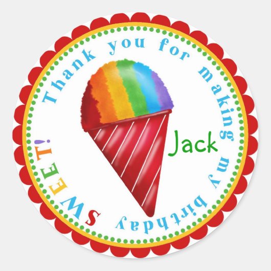 Snowcone Verjaardag Stickers (Voorkant)