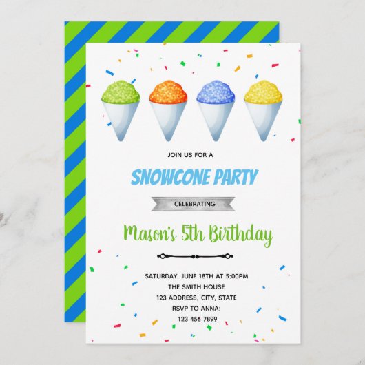 Snowcone winteruitnodiging bedankkaart (Voorkant / Achterkant)