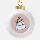 Snowdamse keramische kerstbalversiering keramische bal ornament (Voorkant)