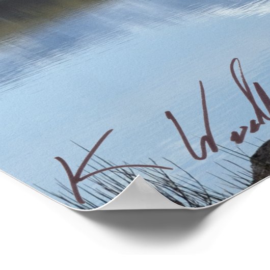 Snowdon Reflection (ondertekend) Poster (Hoek)