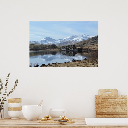 Snowdon Reflection (ondertekend) Poster (Keuken)