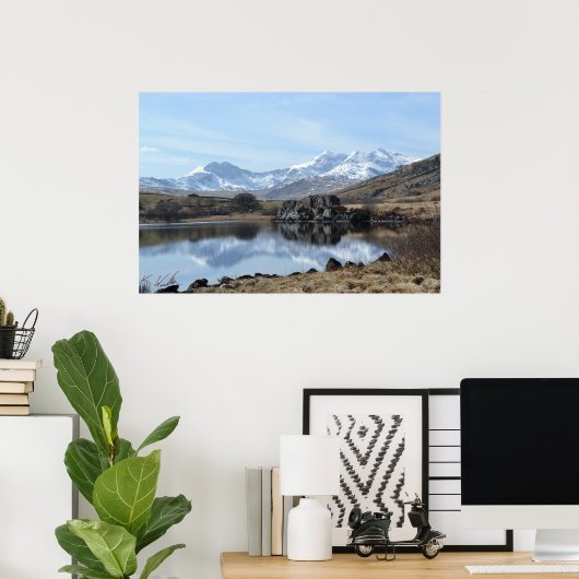 Snowdon Reflection (ondertekend) Poster (Thuiskantoor)