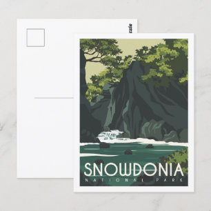 Snowdonia Engeland Beroemde Reisplaats Illustratie Briefkaart