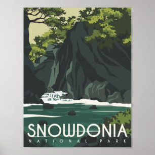 Snowdonia Engeland Beroemde Reisplaats Illustratie Poster