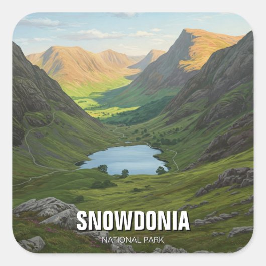 Snowdonia National Park Wales Reizen Vierkante Sticker (Voorkant)