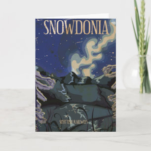Snowdonia Vintage Spoorweg Reisposter Feestdagen Kaart