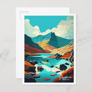 Snowdonia Wales Art Travel Vintage Briefkaart