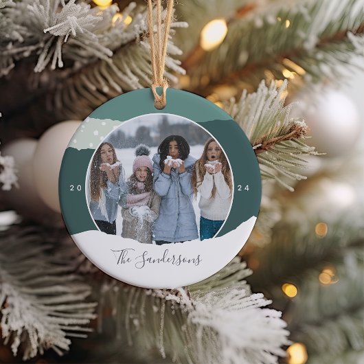 Snowdrift | Aangepaste kleurenblokfoto Keramisch Ornament