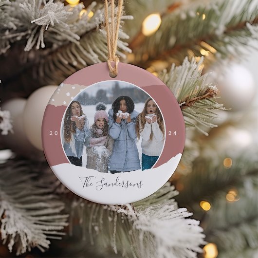 Snowdrift | Aangepaste kleurenblokfoto Keramisch Ornament