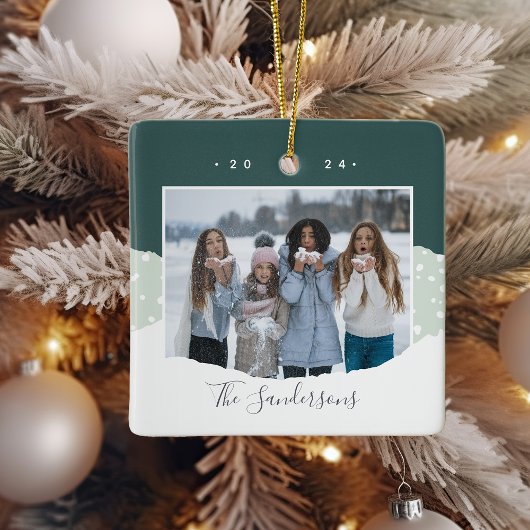 Snowdrift | Aangepaste kleurenblokfoto Keramisch Ornament