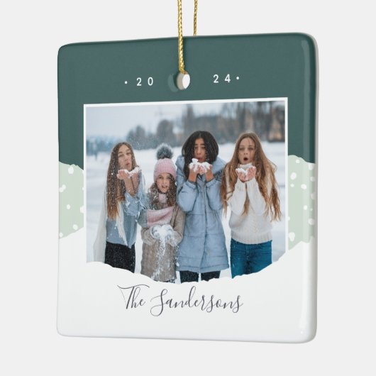 Snowdrift | Aangepaste kleurenblokfoto Keramisch Ornament (Links)