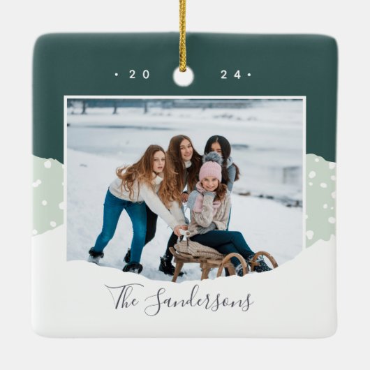 Snowdrift | Aangepaste kleurenblokfoto Keramisch Ornament (Achterkant)