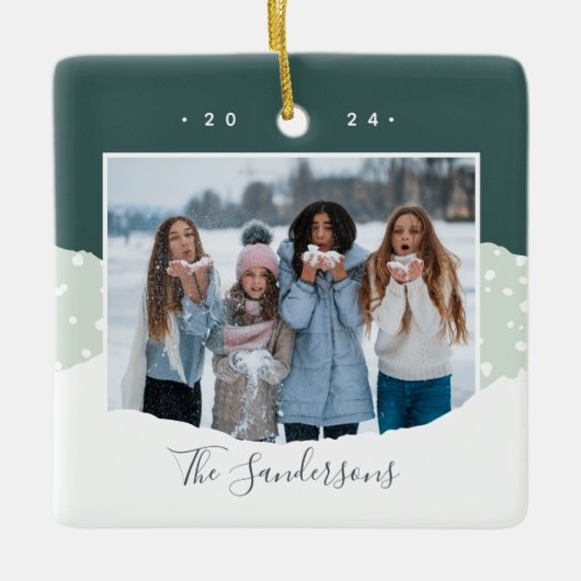 Snowdrift | Aangepaste kleurenblokfoto Keramisch Ornament (Voorkant)