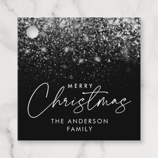 Snowdrift Black Merry kerst Bedankjes Labels (Voorkant)