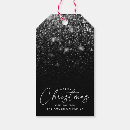 Snowdrift Black Merry kerst Cadeaulabel (Voorkant)