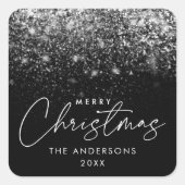Snowdrift Black Merry kerst Vierkante Sticker (Voorkant)