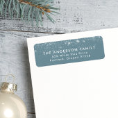 Snowdrift Blue Frost Holiday Return Address Etiket