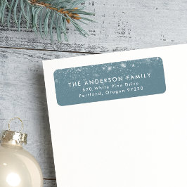Snowdrift Blue Frost Holiday Return Address Etiket