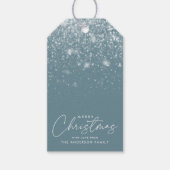 Snowdrift Blue Frost Merry Kerstmis Cadeaulabel (Voorkant)