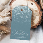 Snowdrift Blue Frost Merry Kerstmis Cadeaulabel