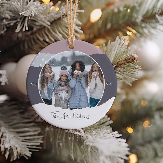 Snowdrift | Colorblock Photo Personalized Keramisch Ornament