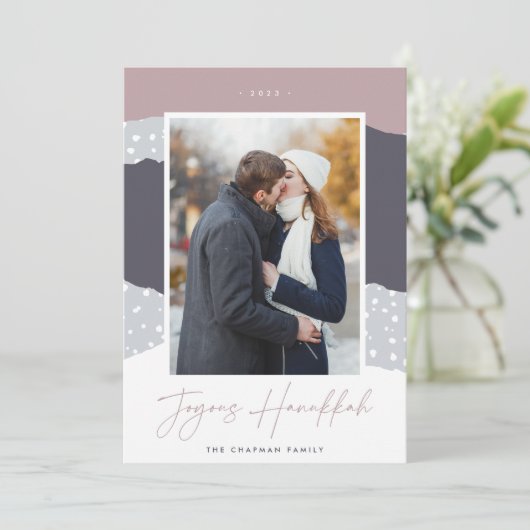 Snowdrift | Colorblock verticale foto Hanukkah Feestdagenkaart (Staand voorkant)