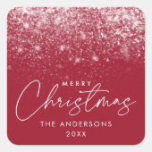 Snowdrift Cranberry Merry Kerstry Vierkante Sticker (Voorkant)