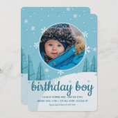 Snowdrift Foto Birthday Party Invitation Kaart (Voorkant / Achterkant)