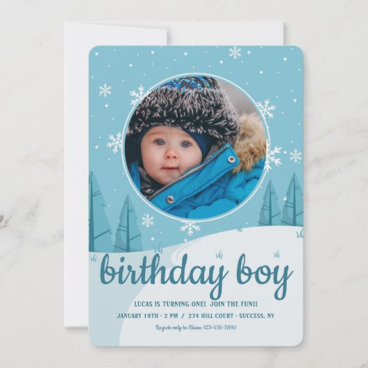 Snowdrift Foto Birthday Party Invitation Kaart (Voorkant)