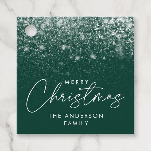 Snowdrift Green Merry kerst Bedankjes Labels (Voorkant)