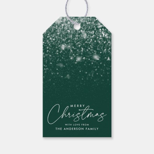 Snowdrift Green Merry kerst Cadeaulabel (Voorkant)