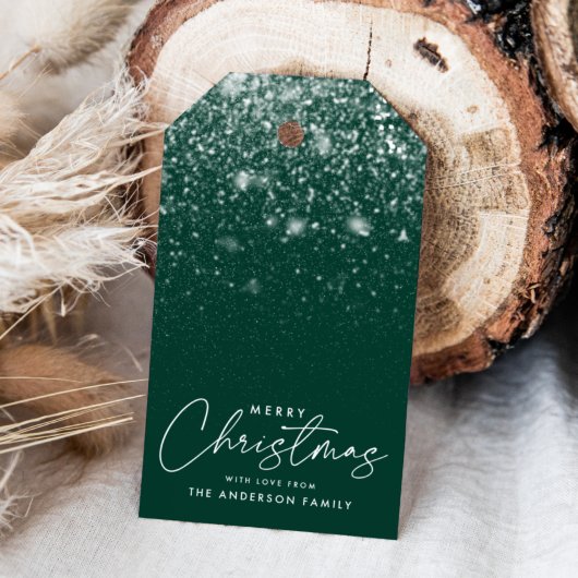 Snowdrift Green Merry kerst Cadeaulabel