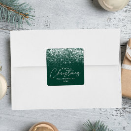 Snowdrift Green Merry kerst Vierkante Sticker