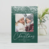 Snowdrift Merry Green Photo Feestdagenkaart (Staand voorkant)