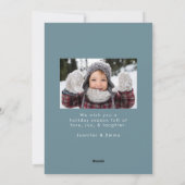 Snowdrift Merry Kerstblauw Foto Feestdagenkaart (Achterkant)