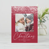 Snowdrift Merry Kerstkerkernbes Foto Feestdagenkaart (Staand voorkant)