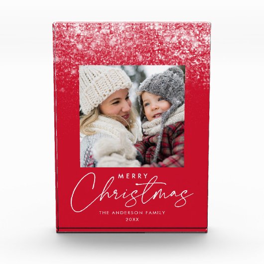 Snowdrift Merry Kerstmis Red Holiday Fotoblokken (Voorkant)