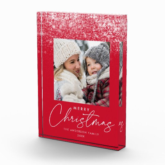 Snowdrift Merry Kerstmis Red Holiday Fotoblokken (Rechts)