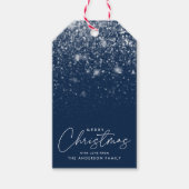 Snowdrift Navy Blue Merry kerst Cadeaulabel (Voorkant)