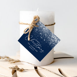 Snowdrift Navy Merry Kerstmis Bedankjes Labels