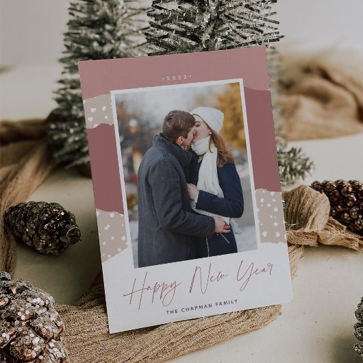 Snowdrift | Nieuwjaar Verticale foto Colorblock Feestdagenkaart