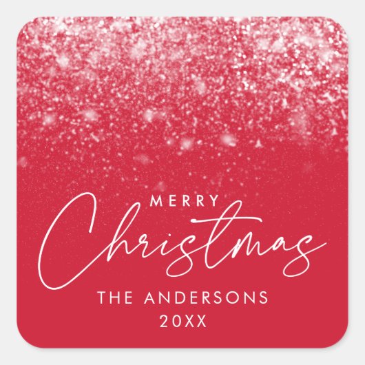 Snowdrift Red Kerstmis Vierkante Sticker (Voorkant)