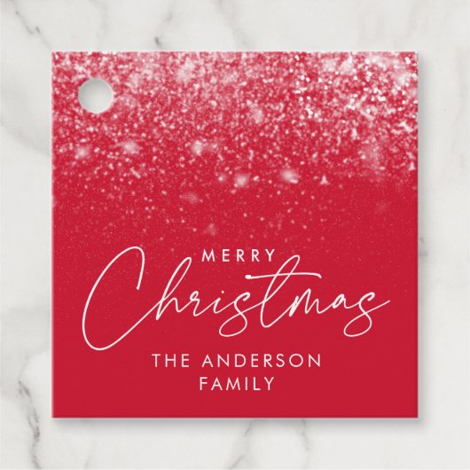 Snowdrift Red Merry kerst Bedankjes Labels (Voorkant)