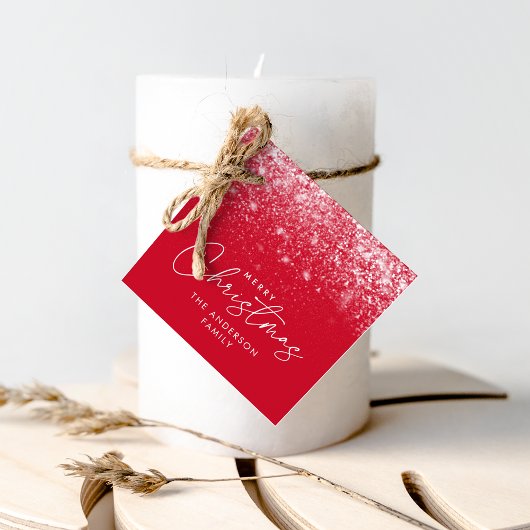 Snowdrift Red Merry kerst Bedankjes Labels