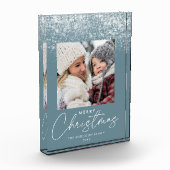 Snowdrift Vrolijk Kerstfeest Winter Blauw Vakantie Fotoblokken (Links)