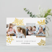Snowdrop 4 Photo Collage Merry Kerstry Folie Feestdagenkaart (Staand Voorkant)